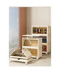 Streamdale 3-Tier Folding Storage Cabinet with Magnetic Door