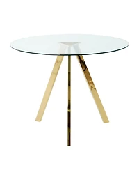Streamdale 39.2" Round Glass Dining Table with Gold Metal Legs