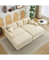 Streamdale Modern Sectional Couch, 2 Pieces Corduroy Couch Cushion Covers