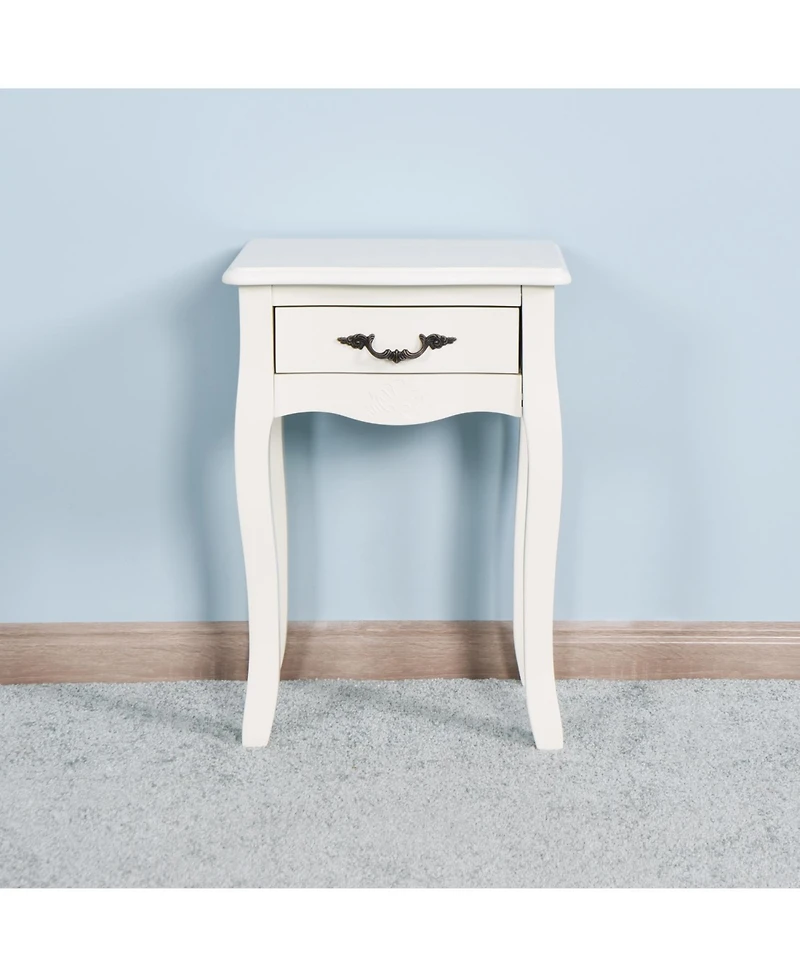 Streamdale White Floor-Standing Table with Drawer & Curved Legs