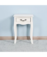 Streamdale White Floor-Standing Table with Drawer & Curved Legs