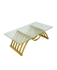 Streamdale Furniture Gold Rectangle Stainless Steel Coffee Table with Glass Top
