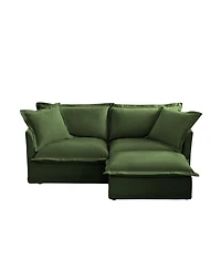 Streamdale Chenille Fabric Sectional Sofa with Ottoman and Pillows