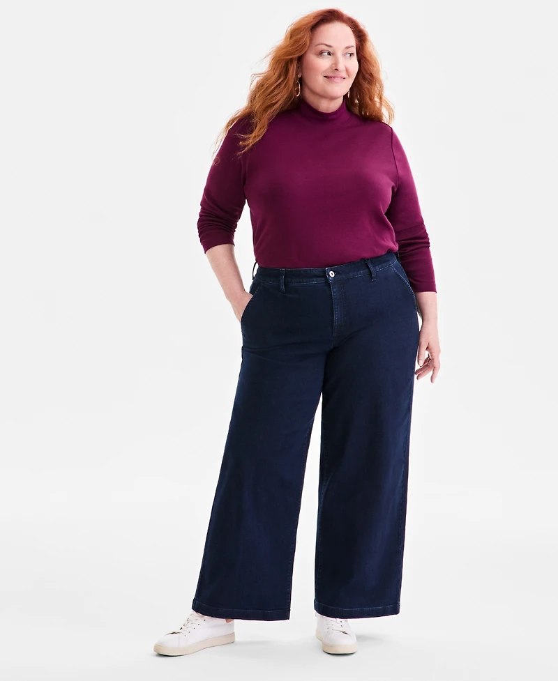 Style & Co Plus High Rise Wide-Leg Jeans, Macy's Exclusive
