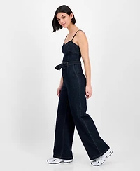 Tinseltown Juniors' Sweetheart-Neck Sleeveless Denim Jumpsuit