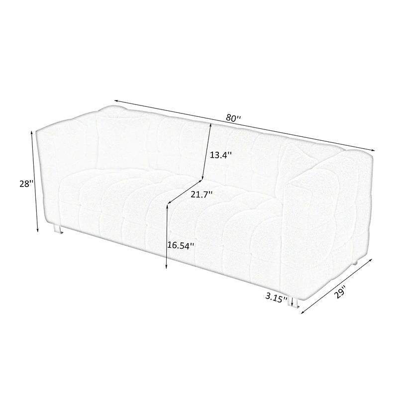 Streamdale Cozy 80" Orange Teddy Fleece Sofa with Pillows & Support