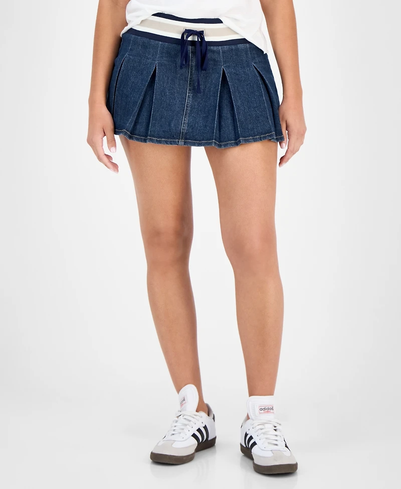 Madden Girl Juniors' Varsity Pleated Drawstring Skirt