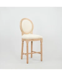 Streamdale French Country Wooden Barstools With Upholstered Seating, Beige and Natural,set of 2