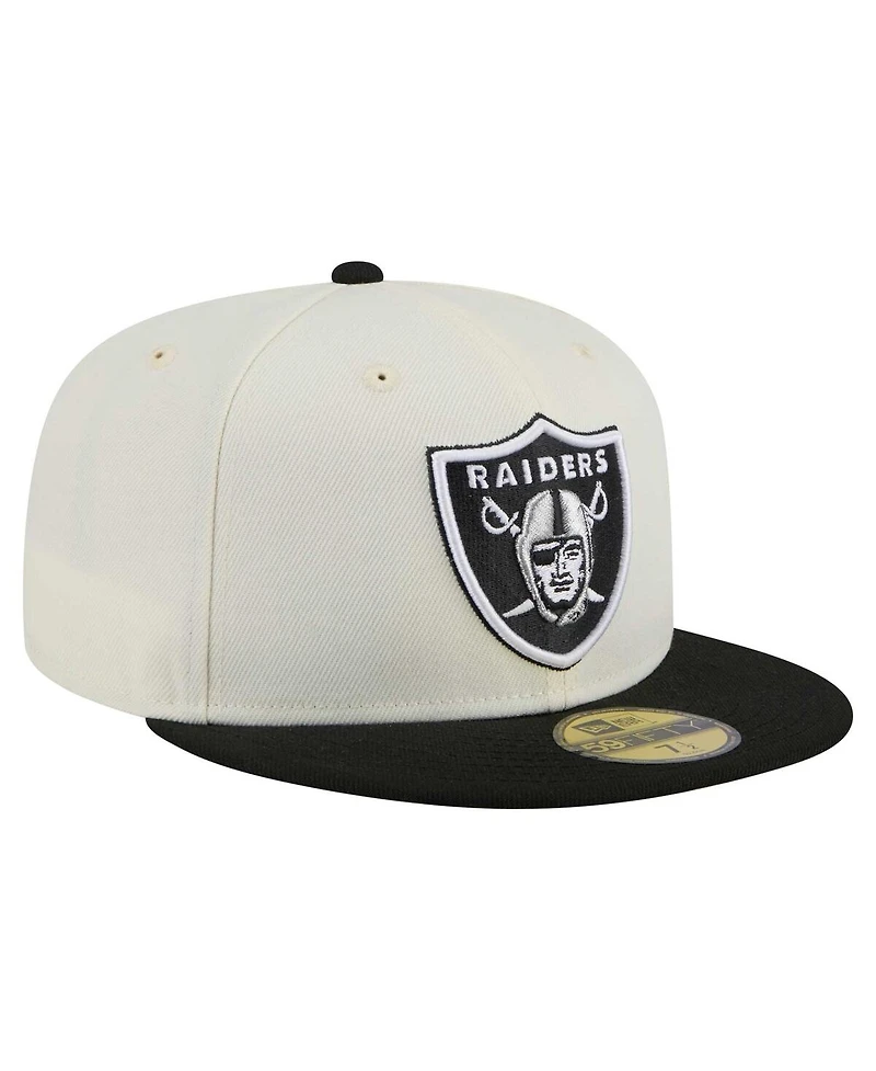 New Era Men's White/Black Las Vegas Raiders Main 59FIFTY Fitted Hat