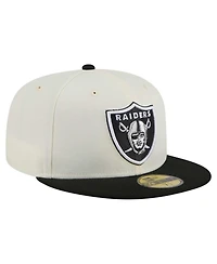 New Era Men's White/Black Las Vegas Raiders Main 59FIFTY Fitted Hat