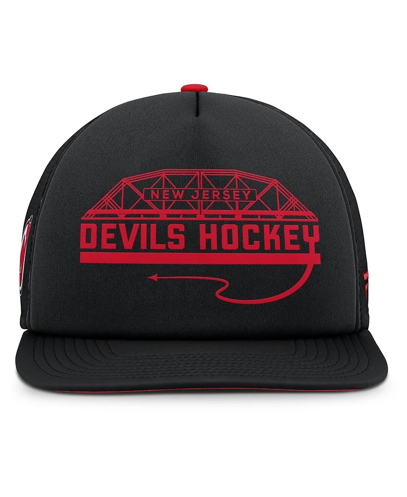 Fanatics Men's Black/Red New Jersey Devils Authentic Pro Hometown Rink Foam Trucker Snapback Hat