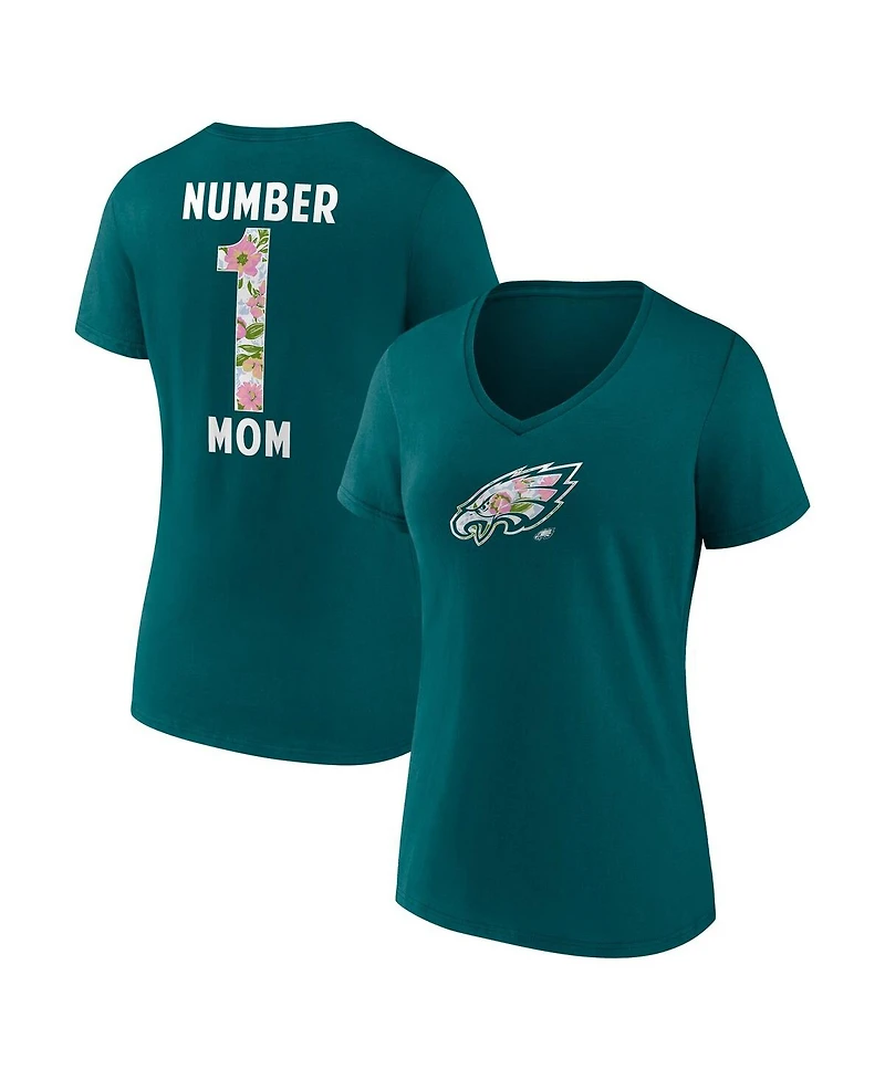 Fanatics Women's Midnight Green Philadelphia Eagles Plus Mother's Day Floral V-Neck T-Shirt