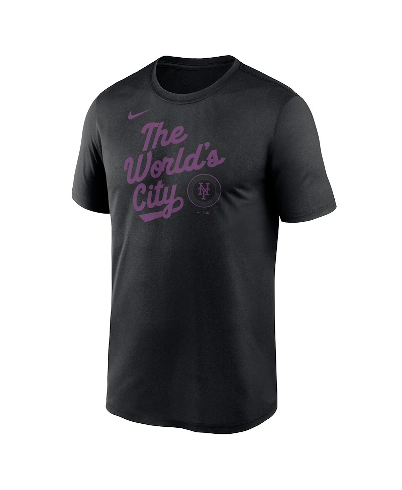 Nike Men's Black New York Mets 2025 City Connect Team Phrase Script Legend Performance T-Shirt