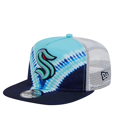 New Era Men's Navy/Light Blue Seattle Kraken Throwback V-Dye Adjustable Golfer Hat