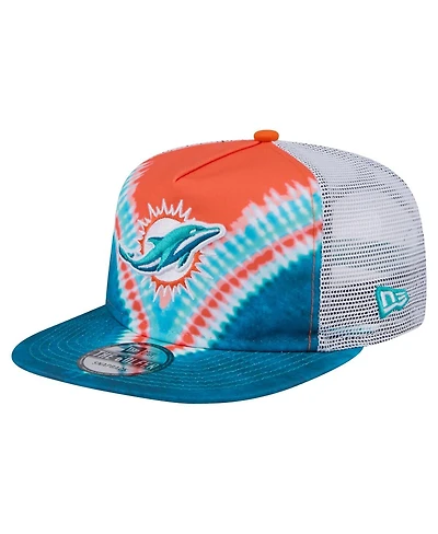 New Era Men's Orange/Aqua Miami Dolphins Throwback Dye Golfer Snapback Hat