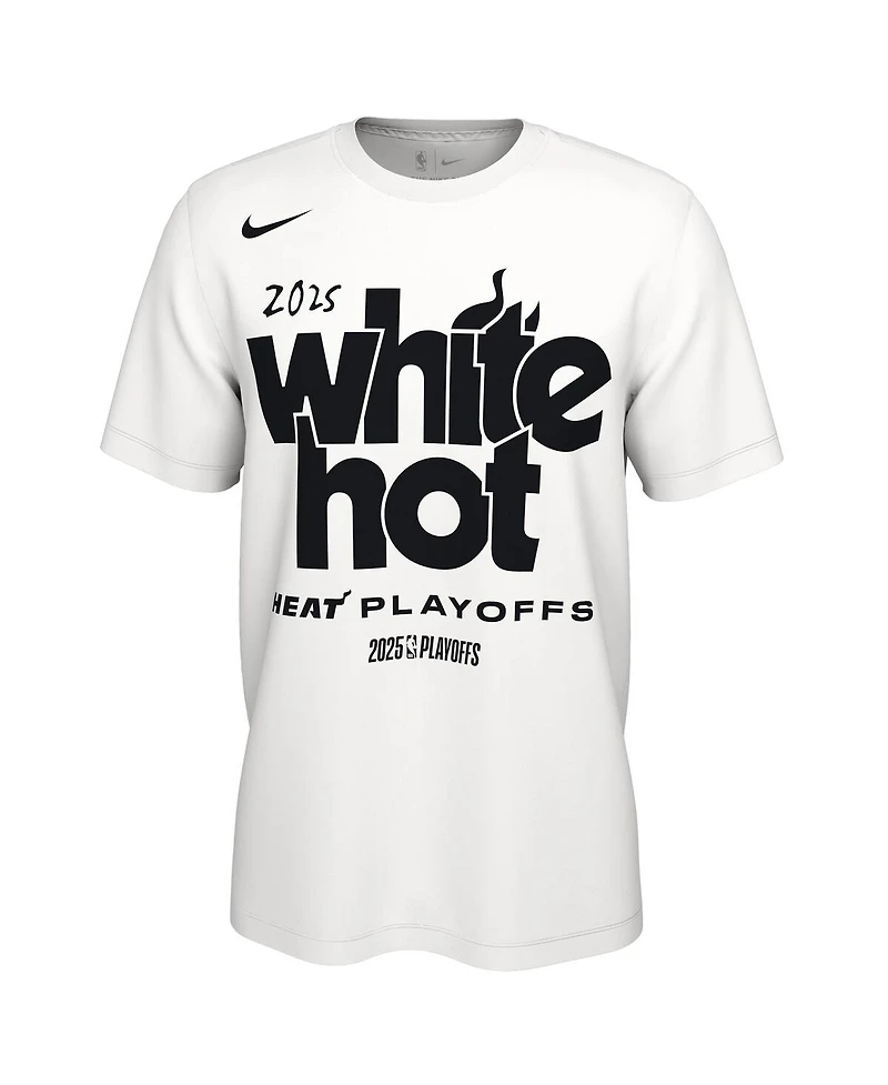 Nike Men's and Women's White Miami Heat 2025 Nba Playoffs On-Court Mantra T-Shirt
