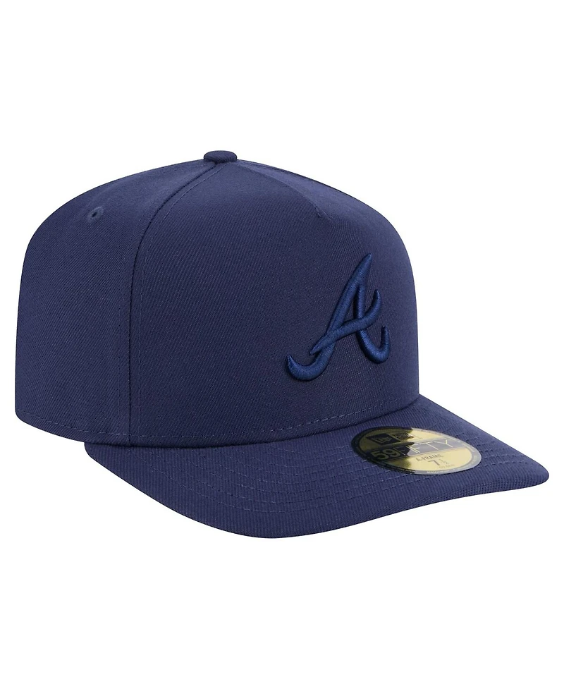 New Era Men's Navy Atlanta Braves Color Pack A-Frame 59FIFTY Fitted Hat