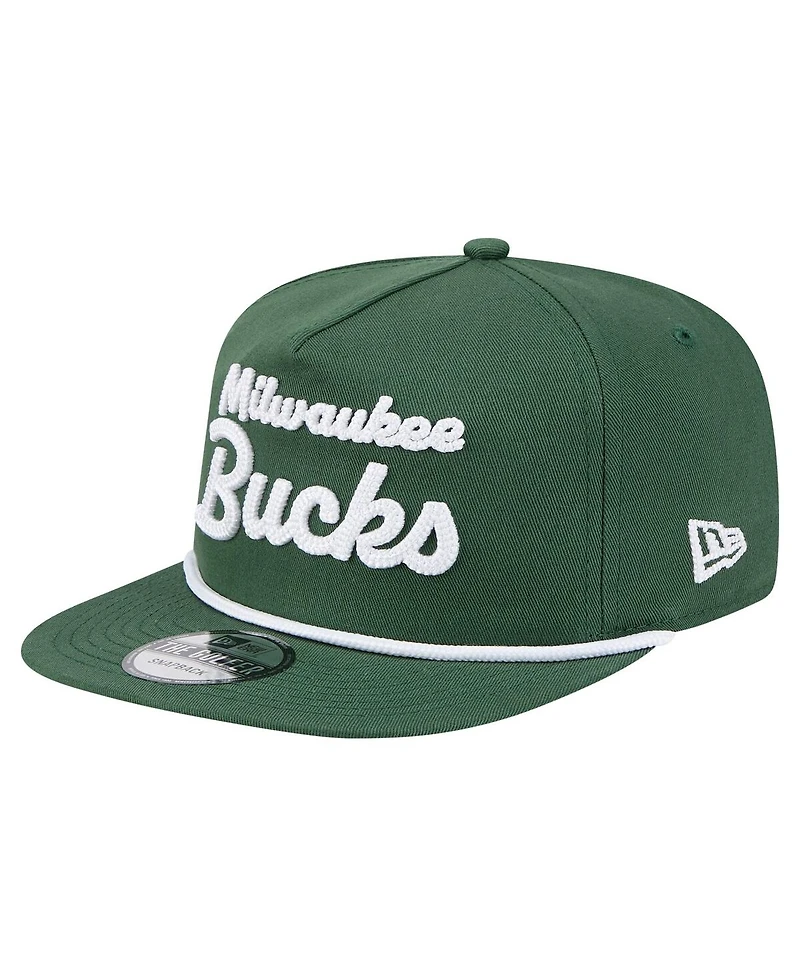 New Era Men's Hunter Green Milwaukee Bucks Team Text Golfer Snapback Hat