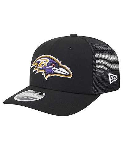 New Era Men's Black Baltimore Ravens Main Trucker 9SEVENTY Stretch Snap Hat