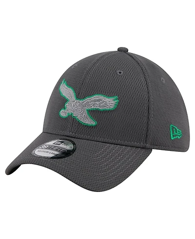 New Era Men's Graphite Philadelphia Eagles Throwback Logo Main 39THIRTY Flex Hat