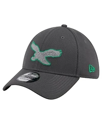 New Era Men's Graphite Philadelphia Eagles Throwback Logo Main 39THIRTY Flex Hat