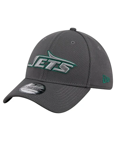 New Era Men's Graphite York Jets Main 39THIRTY Flex Hat