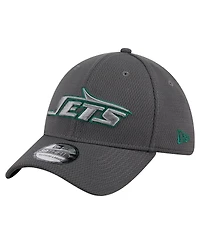 New Era Men's Graphite York Jets Main 39THIRTY Flex Hat