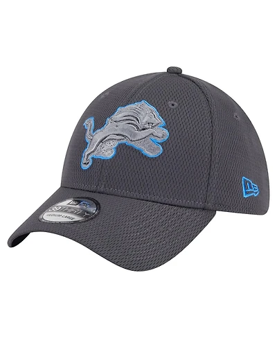 New Era Men's Graphite Detroit Lions Main 39THIRTY Flex Hat