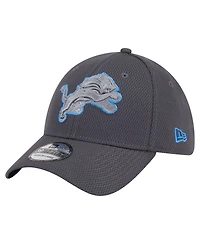 New Era Men's Graphite Detroit Lions Main 39THIRTY Flex Hat