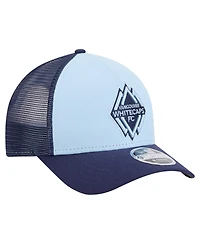 New Era Men's Light Blue Vancouver Whitecaps Fc Color Pack 9FORTY A-Frame Adjustable Trucker Hat