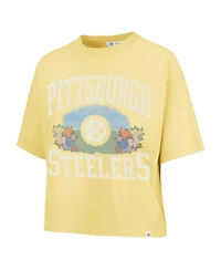 '47 Brand Women's Yellow Pittsburgh Steelers Florentina Montauk Cropped T-Shirt