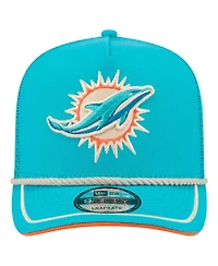 New Era Men's Aqua Miami Dolphins Vintage Team Rope A-Frame Trucker 9FIFTY Snapback Hat