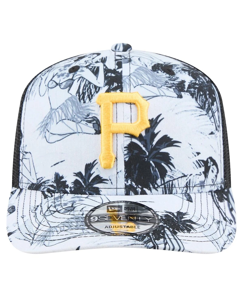 New Era Men's Black Pittsburgh Pirates Hula Trucker 9SEVENTY Adjustable Hat