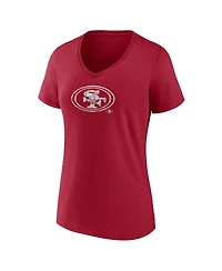 Logo Athletic Women's Scarlet San Francisco 49ers Number 1 Mom Floral V-Neck T-Shirt