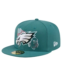 New Era Men's Midnight Green Philadelphia Eagles State Stitch 59FIFTY Fitted Hat