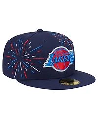 New Era Men's Navy Los Angeles Lakers Americana Fireworks 59FIFTY Fitted Hat