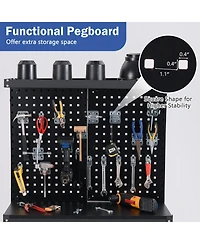 32 x 16 Inch Workbench Work Table with 2 PCs Pegboard Drawer and Shelves-Black