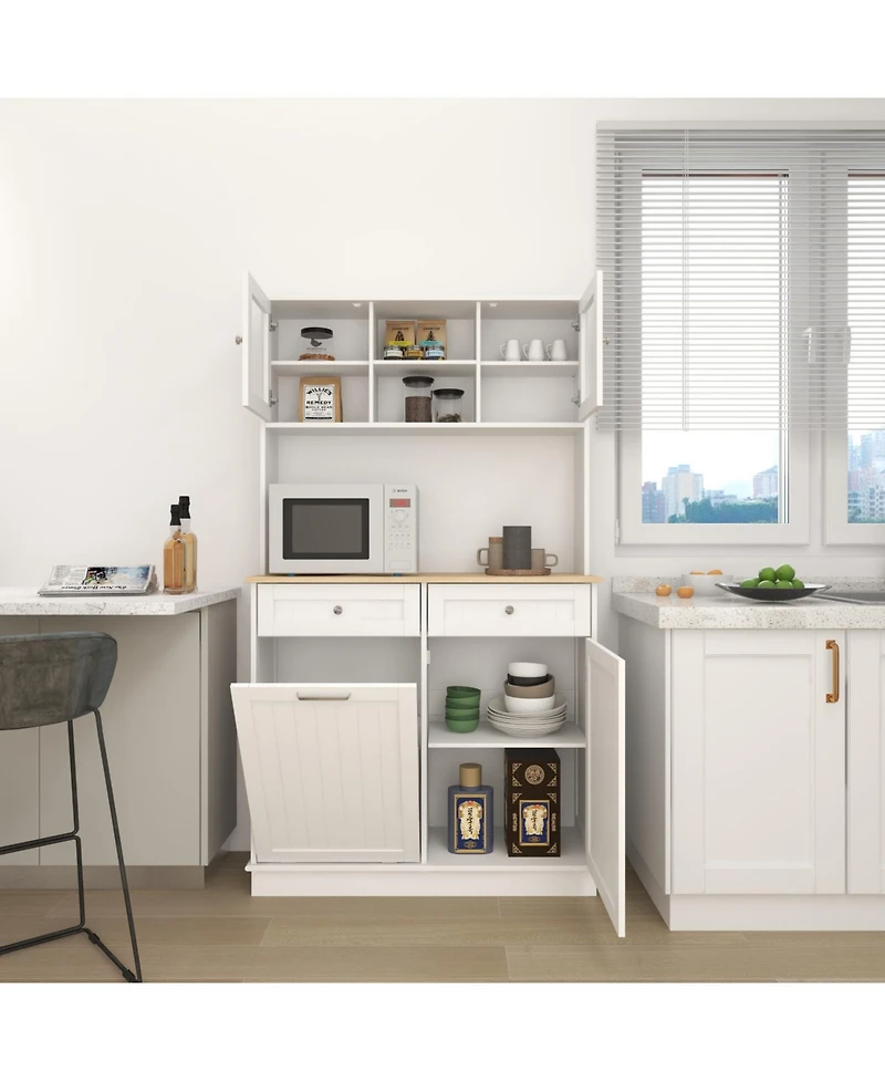 Streamdale Kitchen Trash Cabinet with Shelves and Drawers