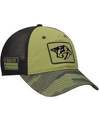 Fanatics Men's Olive Nashville Predators Military Appreciation Trucker Adjustable Hat