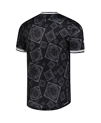 Stitches Men's Black Negro League Baseball Allover Print V-Neck Baseball Jersey