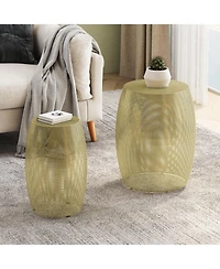 Streamdale Round Metal Hollow Side Table Set