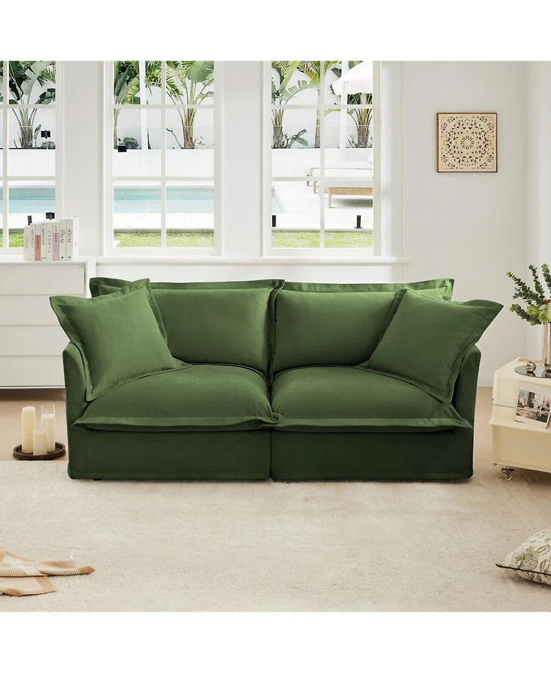 Streamdale Modern 2-Seat Sofa, Chenille with Deep Seat & Detachable Cover, Green