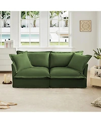 Streamdale Modern 2-Seat Sofa, Chenille with Deep Seat & Detachable Cover, Green