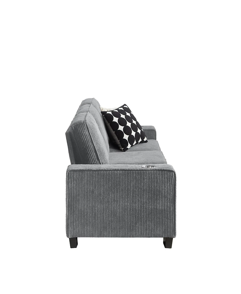 Streamdale 83.86"Corduroy Fabric sofa,Modern Compressed Couch,3-Seater Sofa, Furniture for Living Room,Bedroom,office