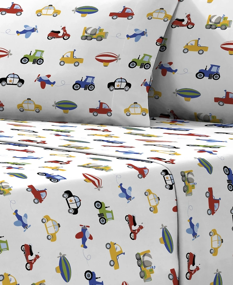 Dream Factory Trains Trucks 4-Pc. Sheet Set, Full