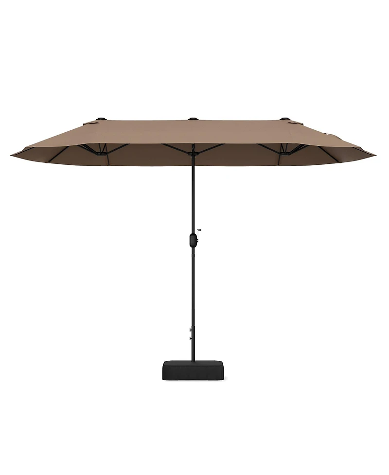 13 Feet Double-Sided Patio Twin Table Umbrella with Crank Handl