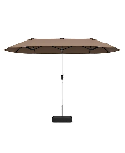 13 Feet Double-Sided Patio Twin Table Umbrella with Crank Handl
