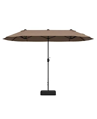 13 Feet Double-Sided Patio Twin Table Umbrella with Crank Handl