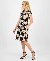 julia jordan Women's Spread-Collar Button-Front Dress