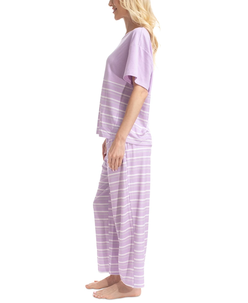 Muk Luks Women's Nautical Ribbed Lounge Pajama Set